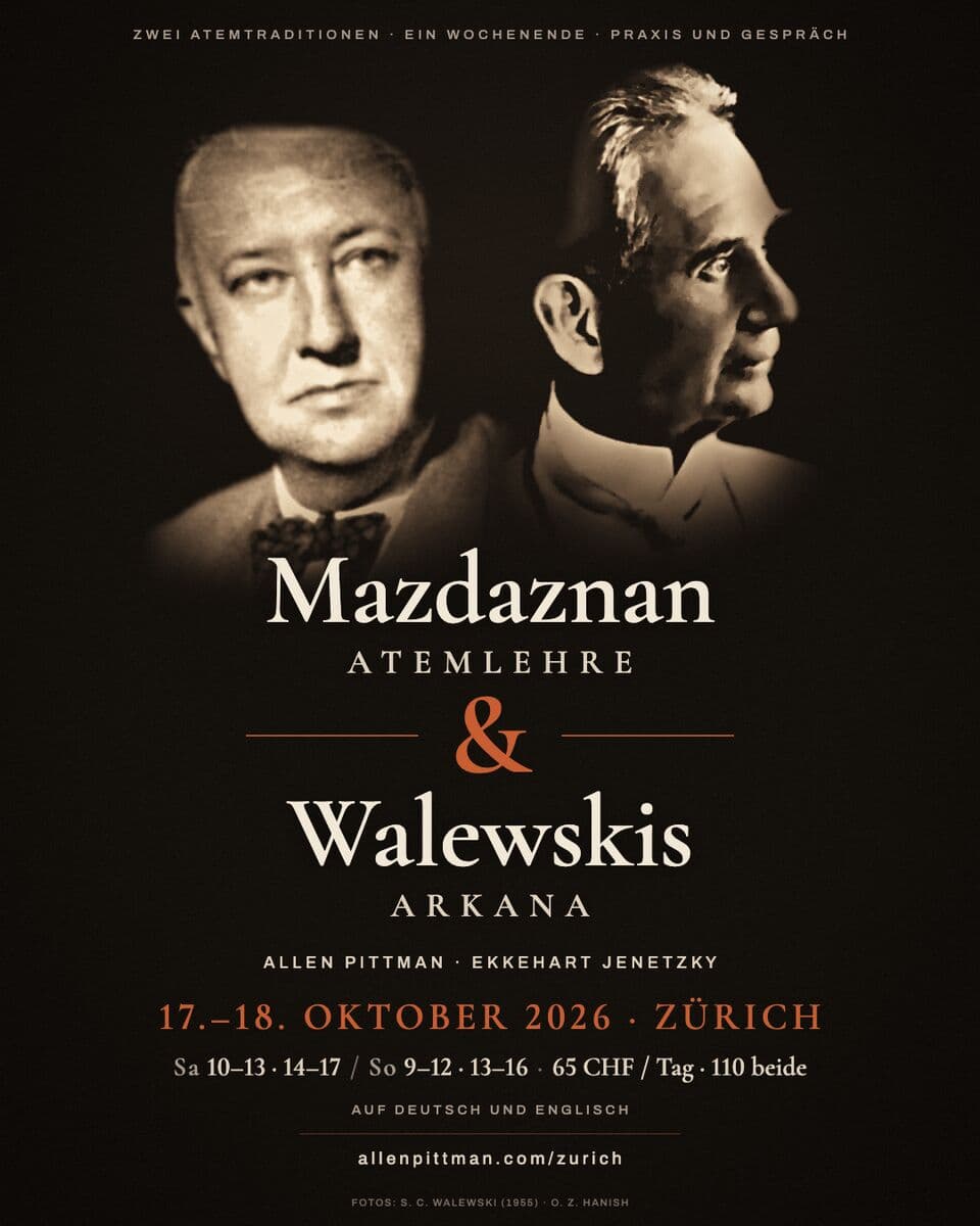 Porträts von S. C. Walewski und O. Z. Hanish — Mazdaznan-Atemlehre & Walewskis Arkana, 17.–18. Oktober 2026, Zürich
